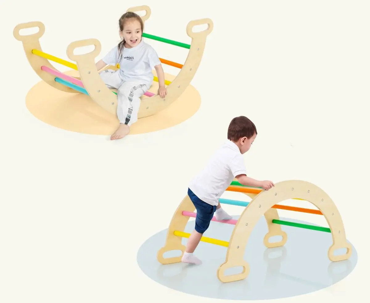 Лестница с мостиком 7в1 Costway TS10167CL (Natural/Multicolor)