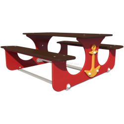 Masa pentru copii cu banci DastimArt 932 (Brown/Red/Yellow)
