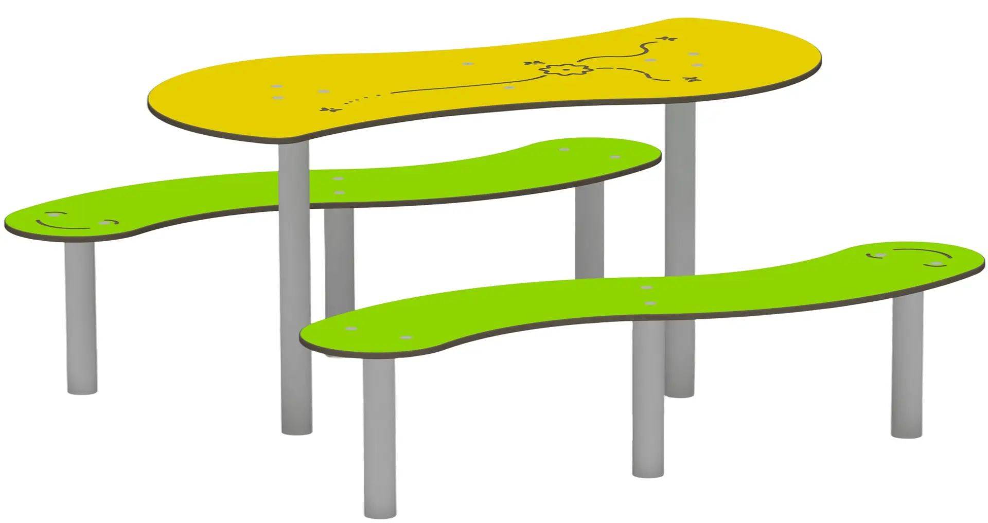 Set masa + 2 banci DastimArt 929 (Yellow/Green)