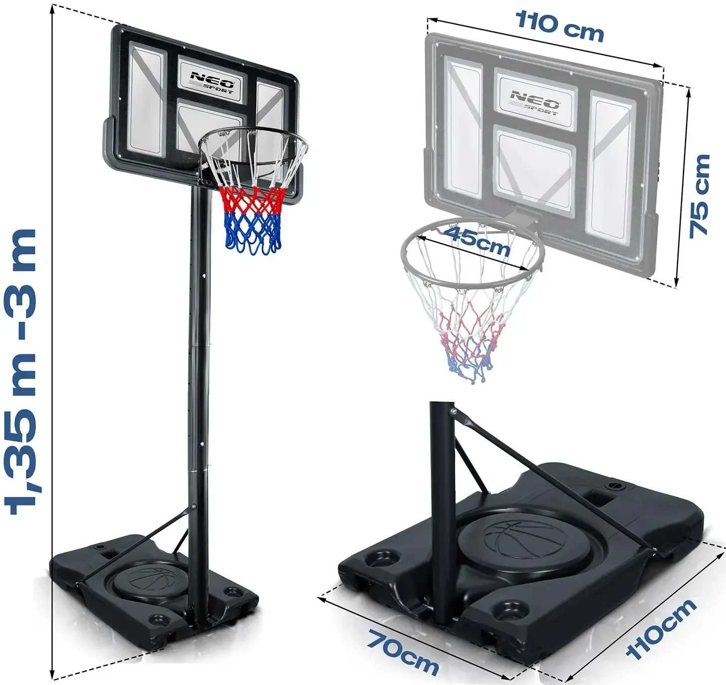 Stand de baschet Neo Sport NS-282 1282 (Black) - 19