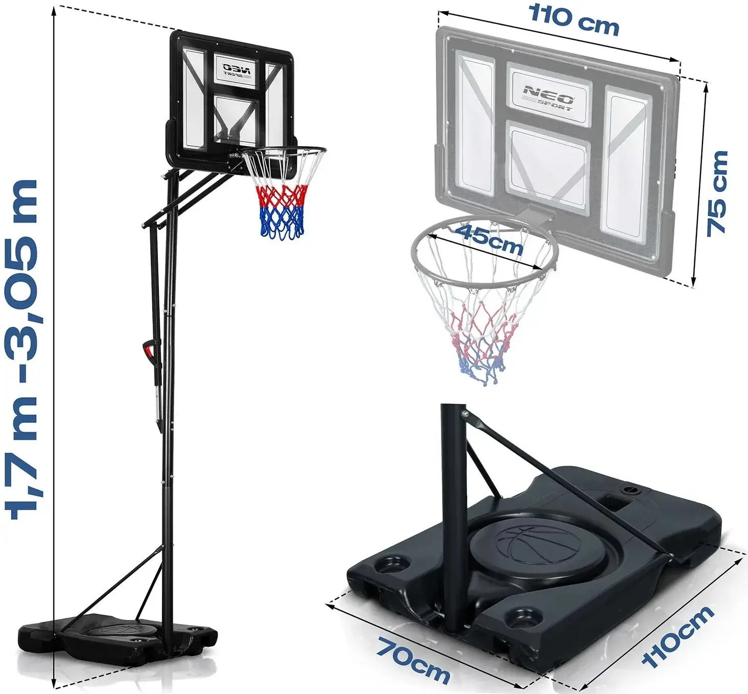 Stand de baschet Neo Sport NS-283 1283 (Black) - 4