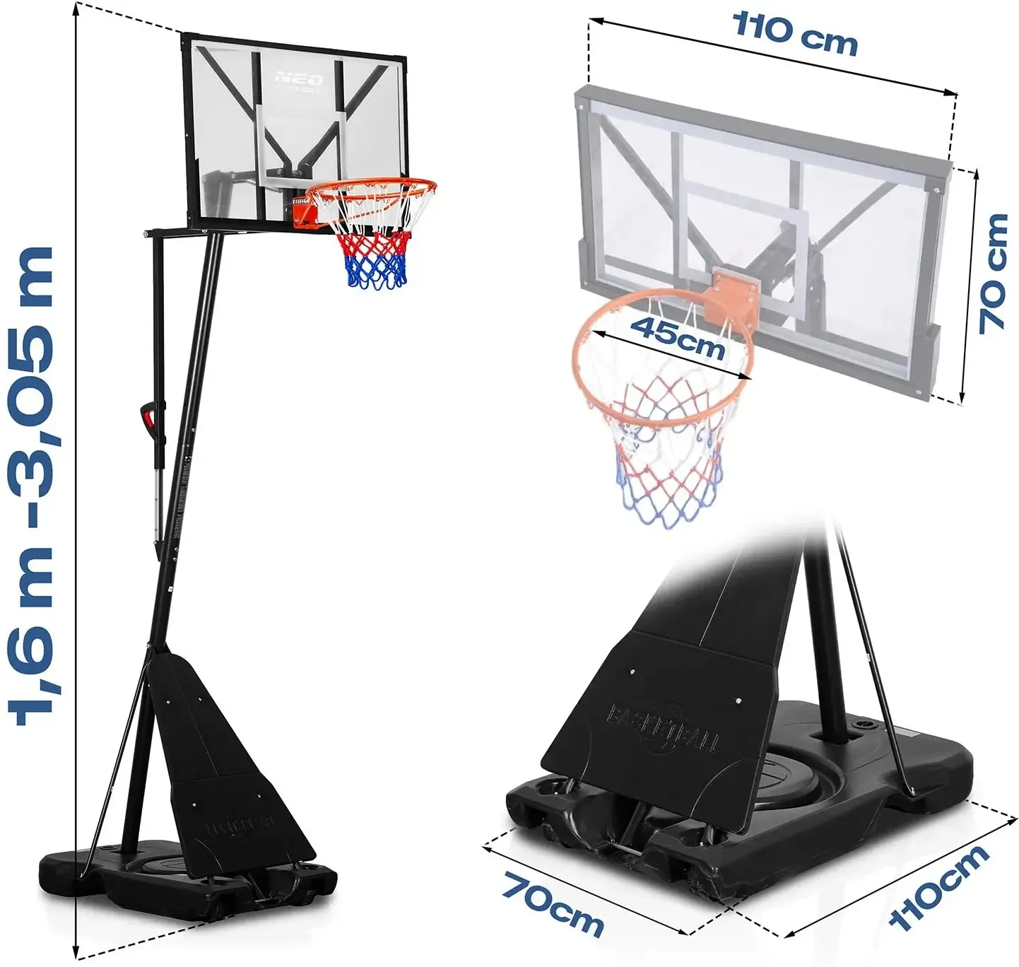 Stand de baschet Neo Sport NS-284 1284 (Black) - 3
