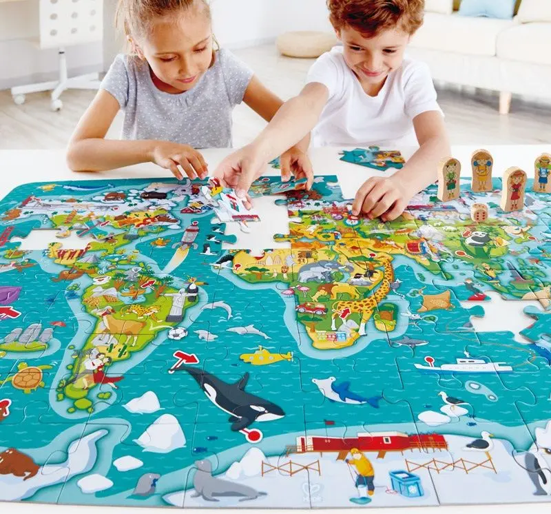 Puzzle-joc de masa 2in1 Hape World Tour E1626