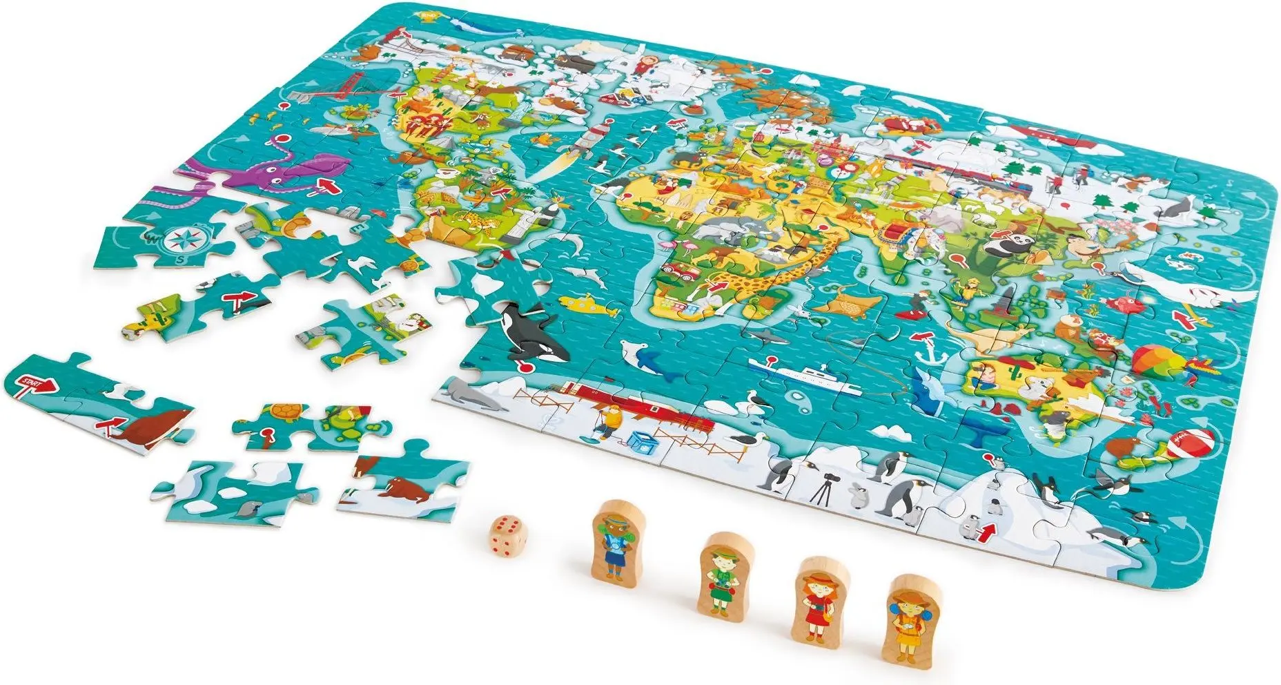 Puzzle-joc de masa 2in1 Hape World Tour E1626