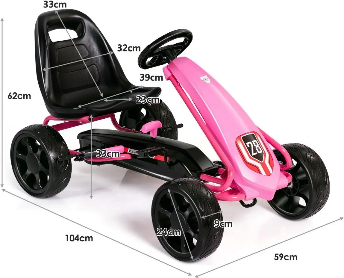 Carting cu pedale Costway TY326024PI (Pink)