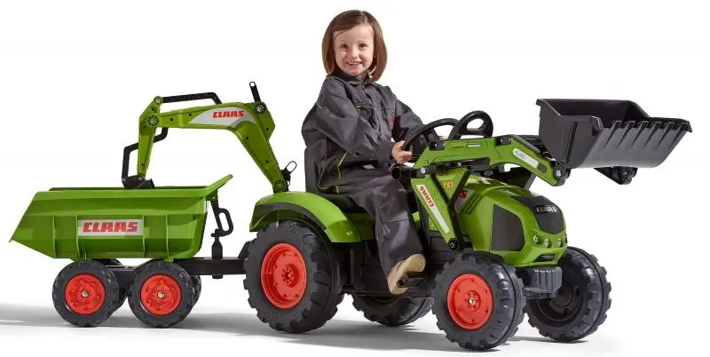 Excavator cu pedale si remorca Falk Claas 1010W (Green)