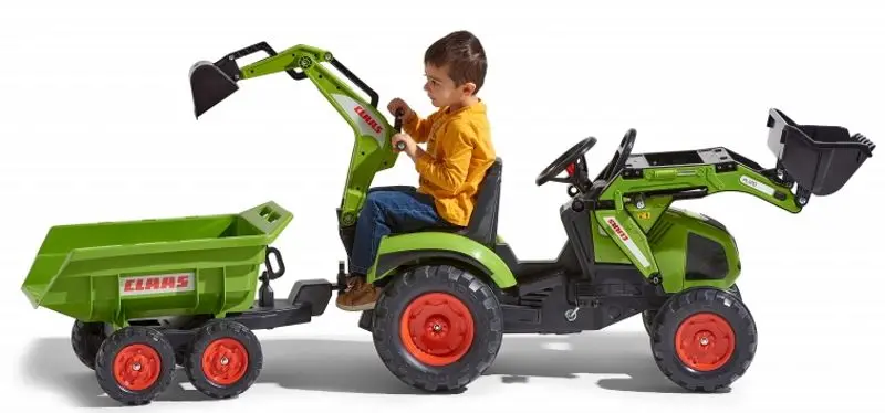 Excavator cu pedale si remorca Falk Claas 1010W (Green)