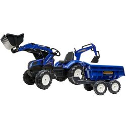 Excavator cu pedale si remorca Falk New Holland 3090W (Blue)