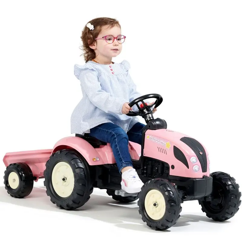 Tractor cu pedale si remorca Falk Country Star 2056L (Pink/Black)