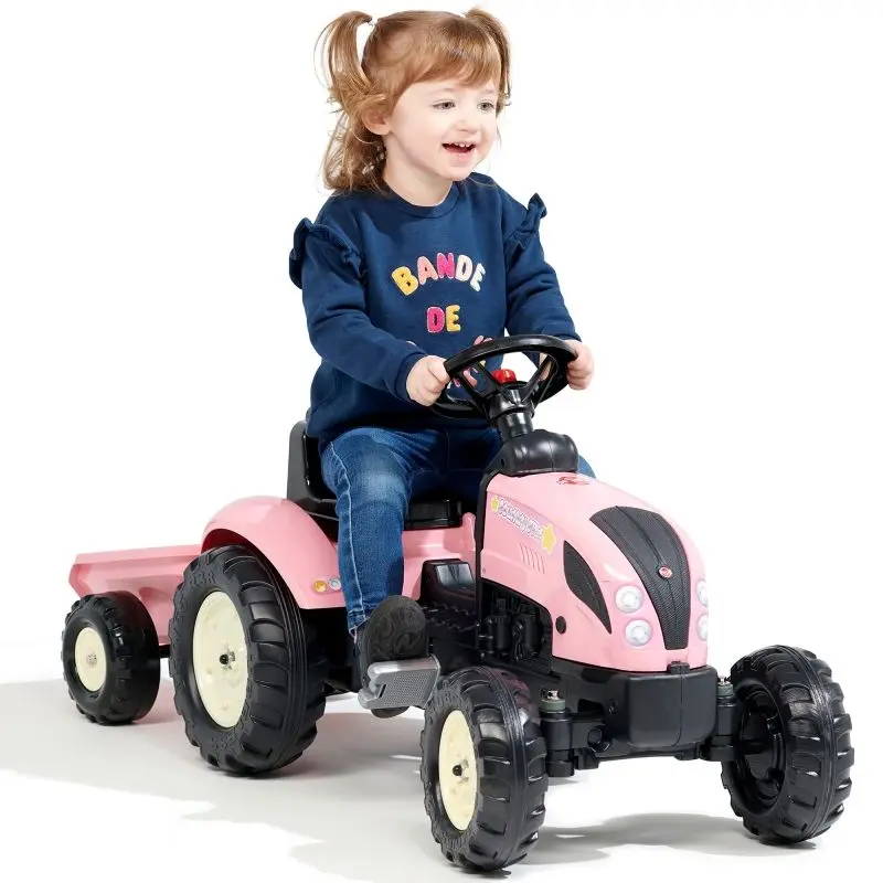Tractor cu pedale si remorca Falk Country Star 2056L (Pink/Black)