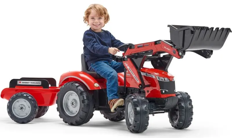 Tractor cu pedale si remorca Falk Massey Ferguson 4010AM (Red/Black)