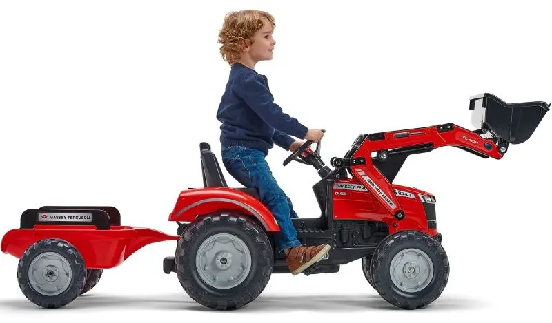 Tractor cu pedale si remorca Falk Massey Ferguson 4010AM (Red/Black)