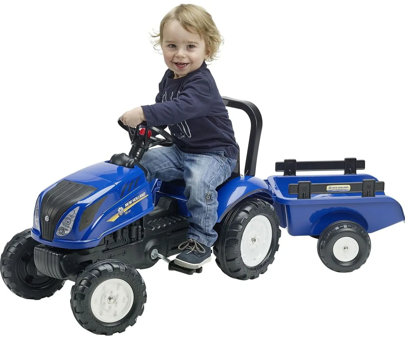 Tractor cu pedale si remorca Falk New Holland 3080AB (Blue)