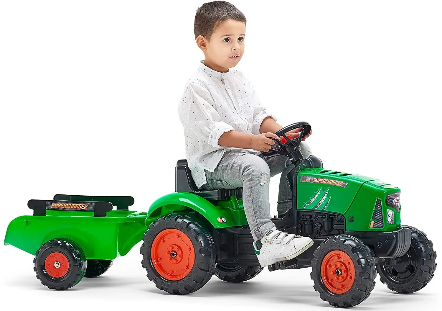Tractor cu pedale si remorca Falk Supercharger (Green)
