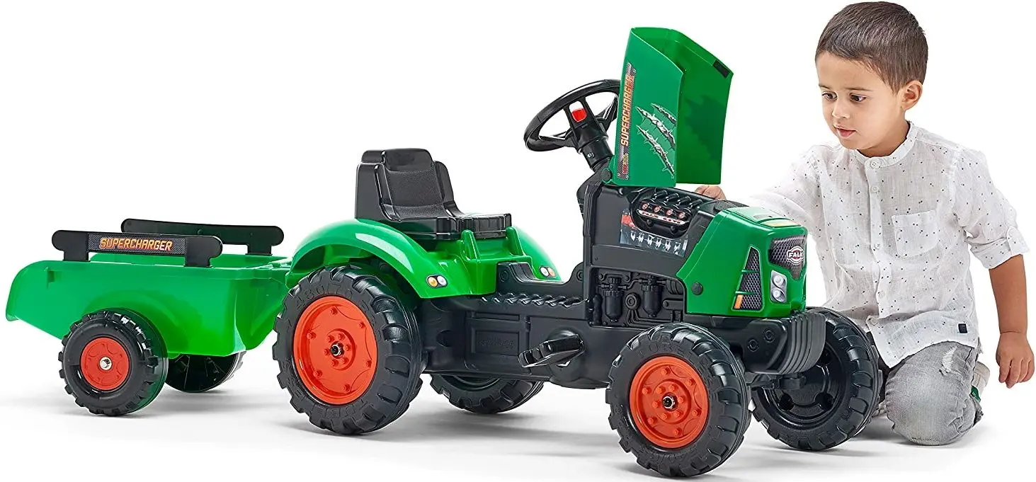 Tractor cu pedale si remorca Falk Supercharger (Green)