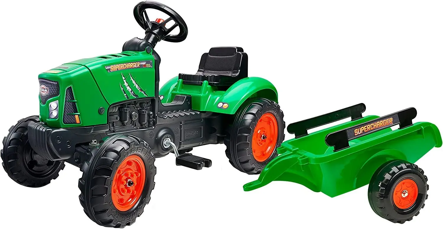 Tractor cu pedale si remorca Falk Supercharger (Green)