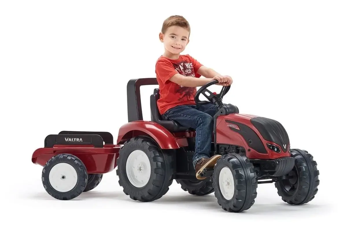 Tractor cu pedale si remorca Falk Valtra 4000AB (Red/Black)