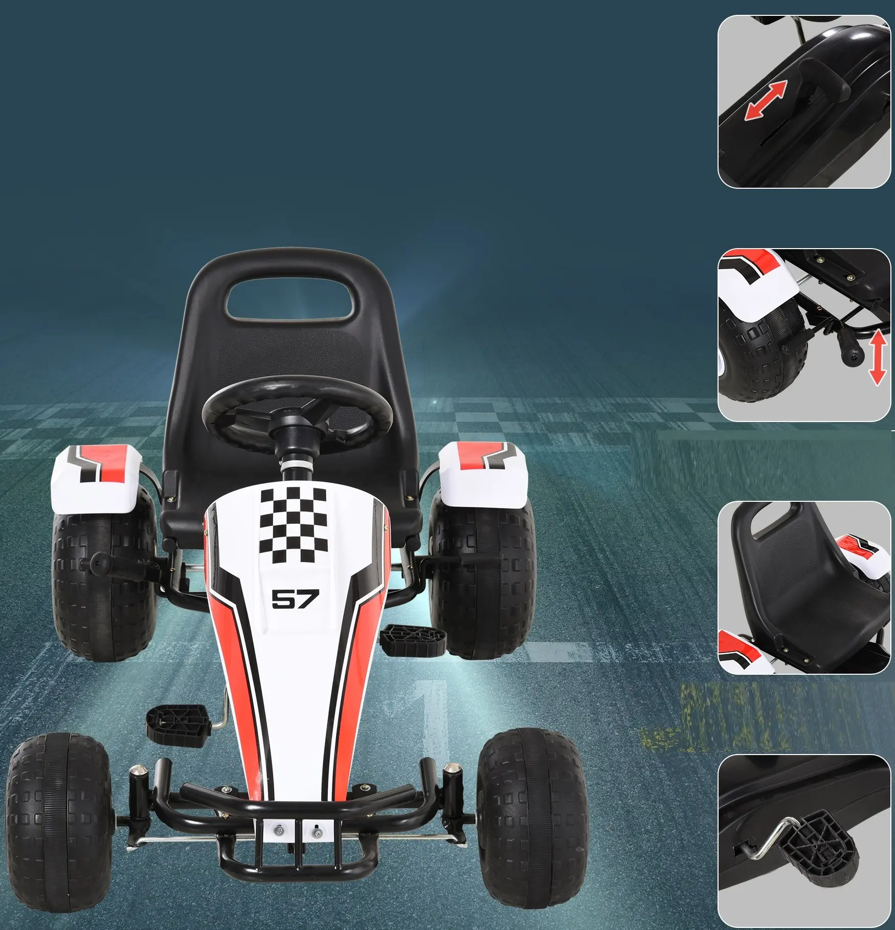 Картинг с педалями HomCom 341-036 (White) - 2