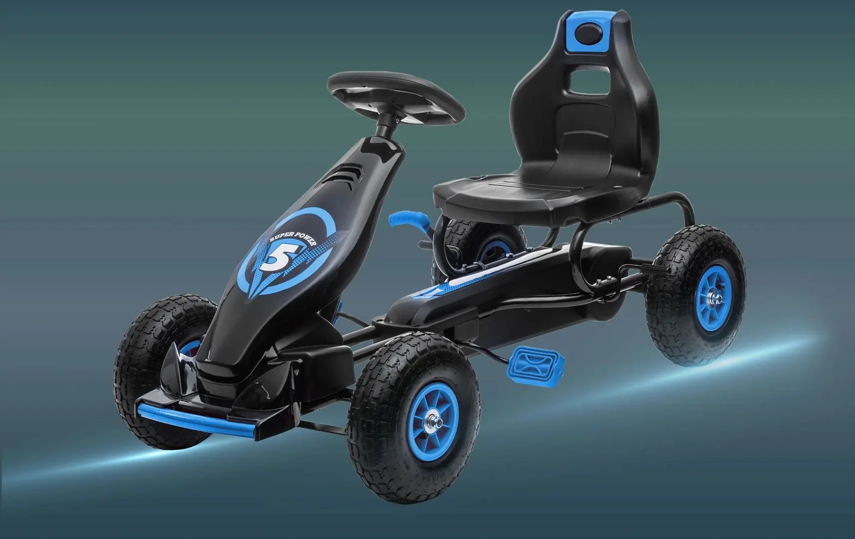 Carting cu pedale Homcom 370-256V00BU (Black/Blue)