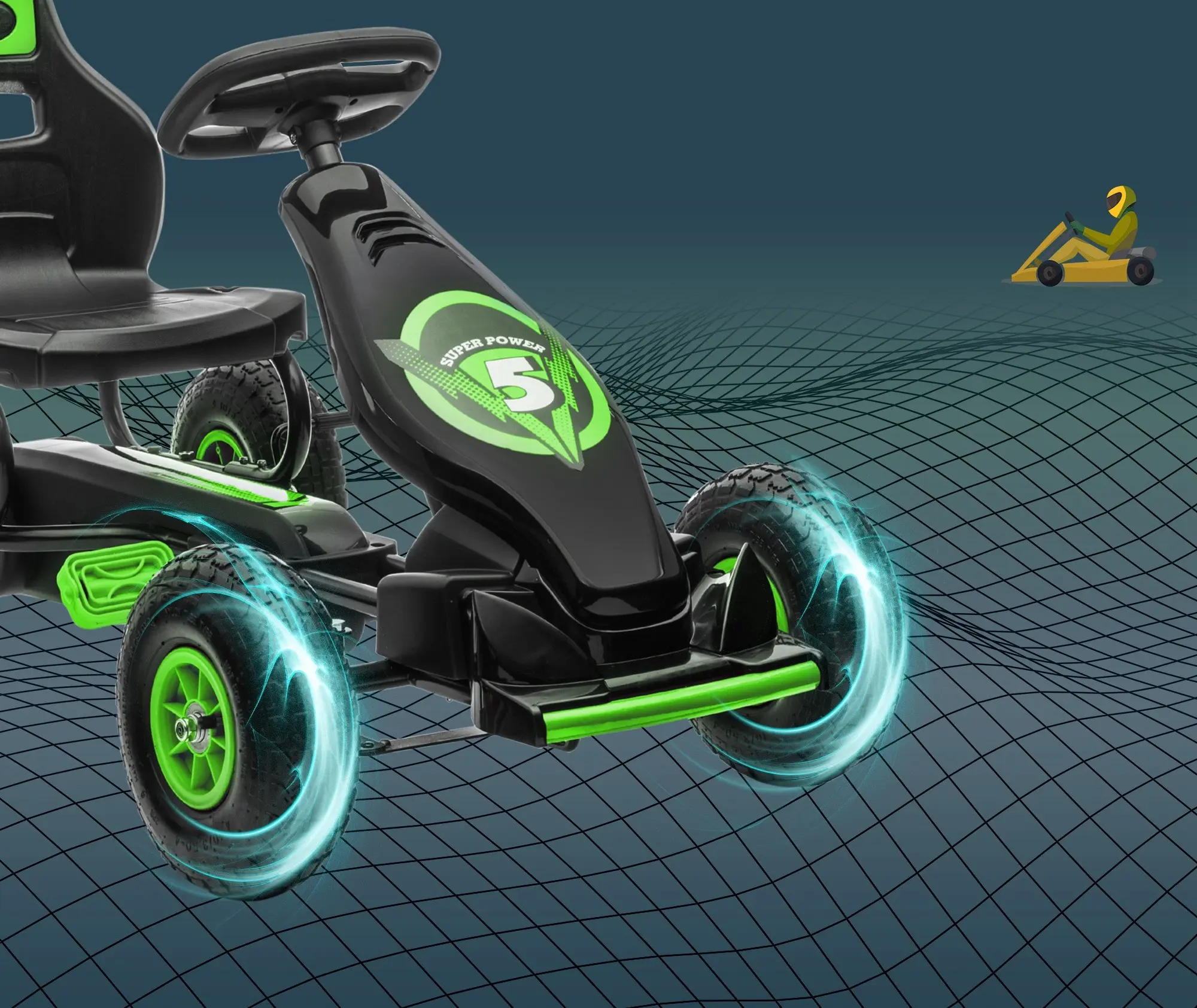 Картинг с педалями HomCom 370-256V00GN (Green) - 5