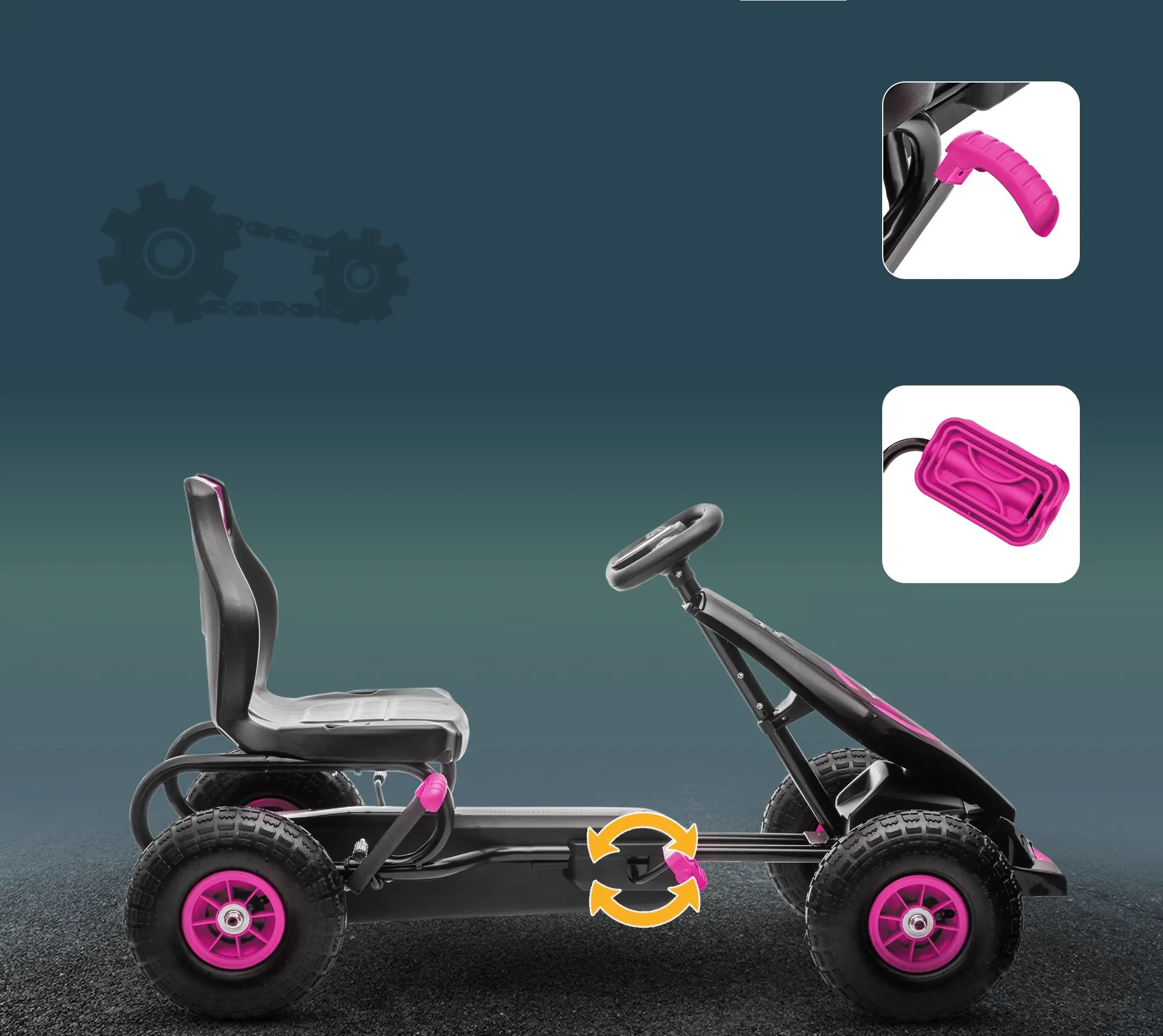 Картинг с педалями HomCom 370-256V00PK (Pink) - 6