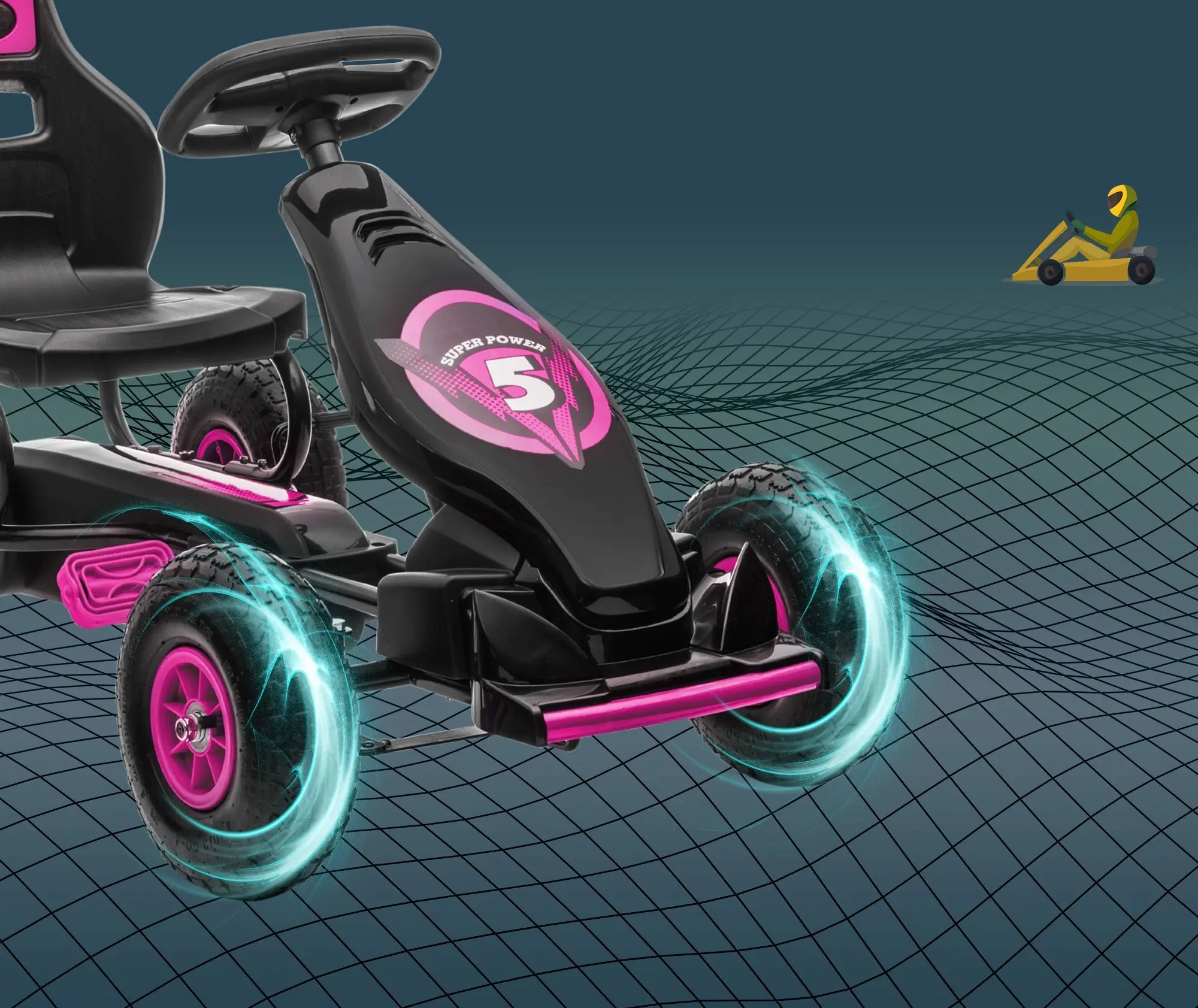 Картинг с педалями HomCom 370-256V00PK (Pink) - 7