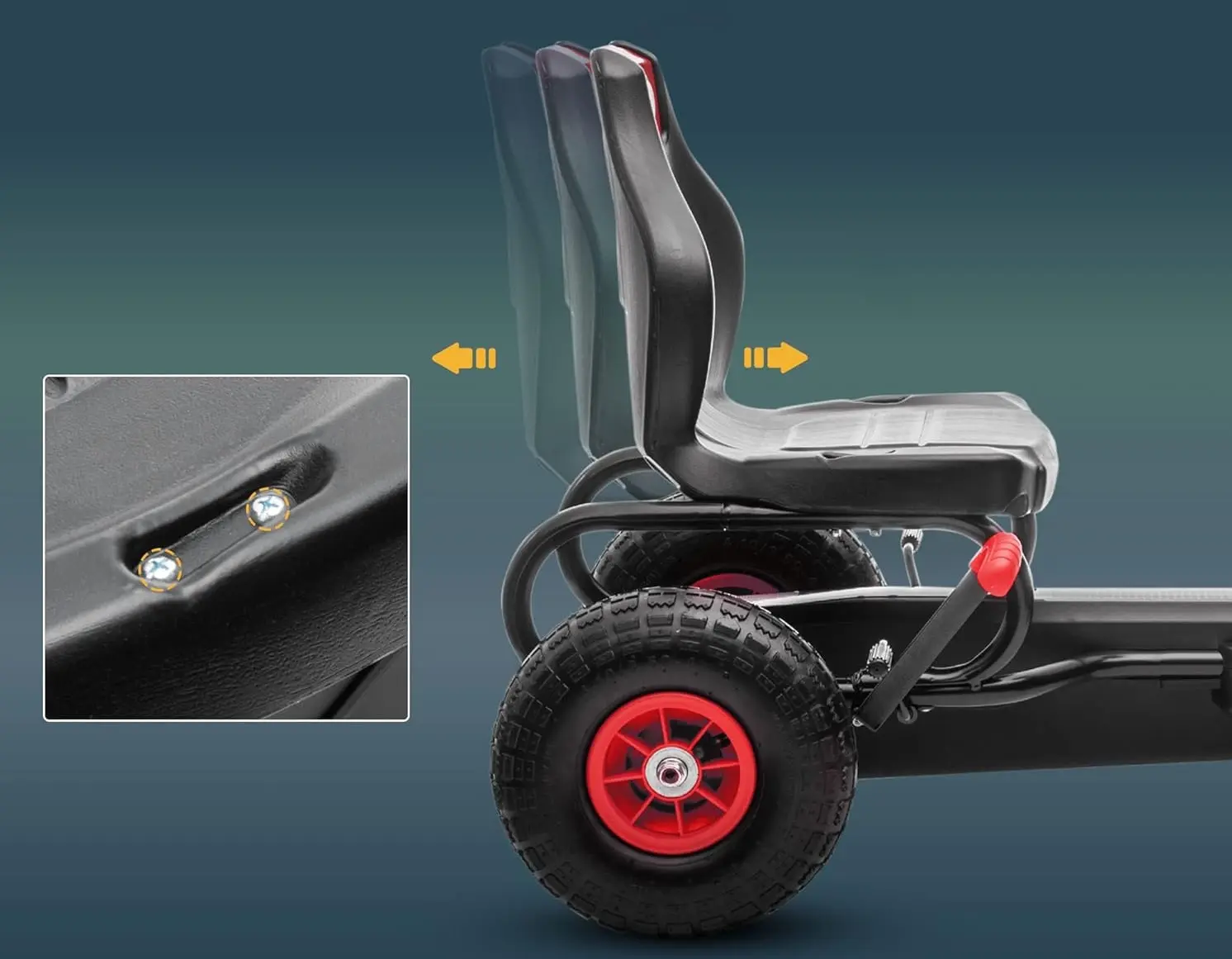 Carting cu pedale Homcom 370-256V00RD (Red/Black) - 4