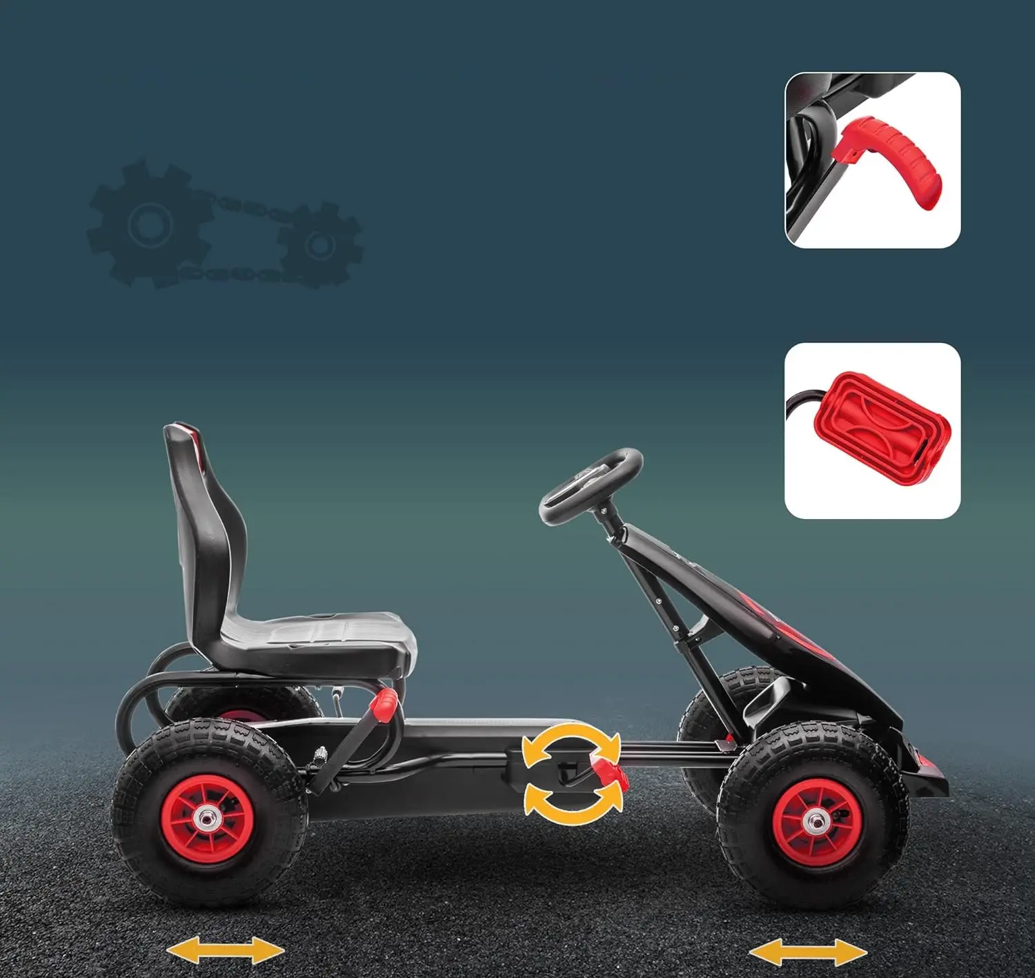 Carting cu pedale Homcom 370-256V00RD (Red/Black) - 5