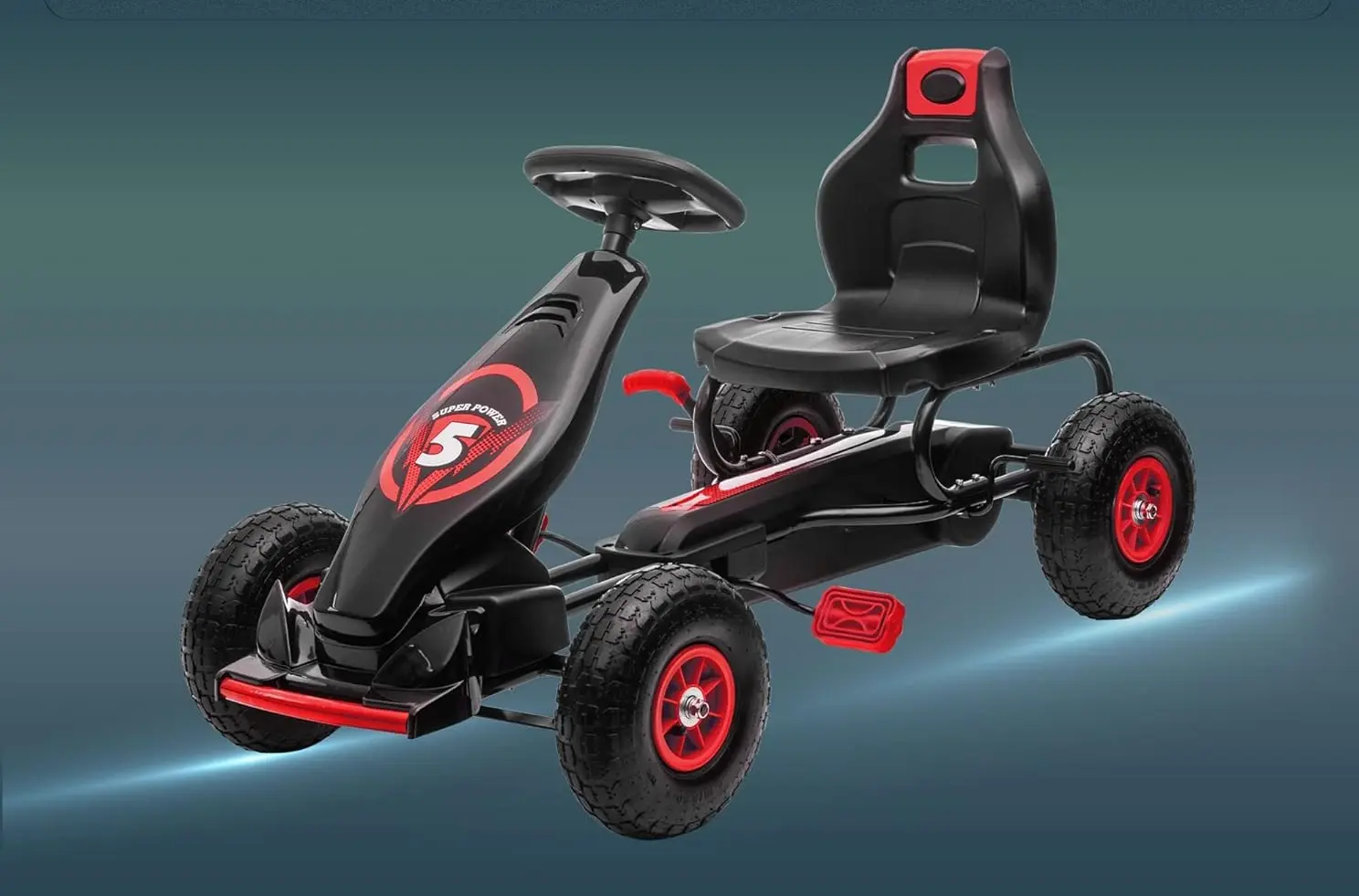 Carting cu pedale Homcom 370-256V00RD (Red/Black) - 6