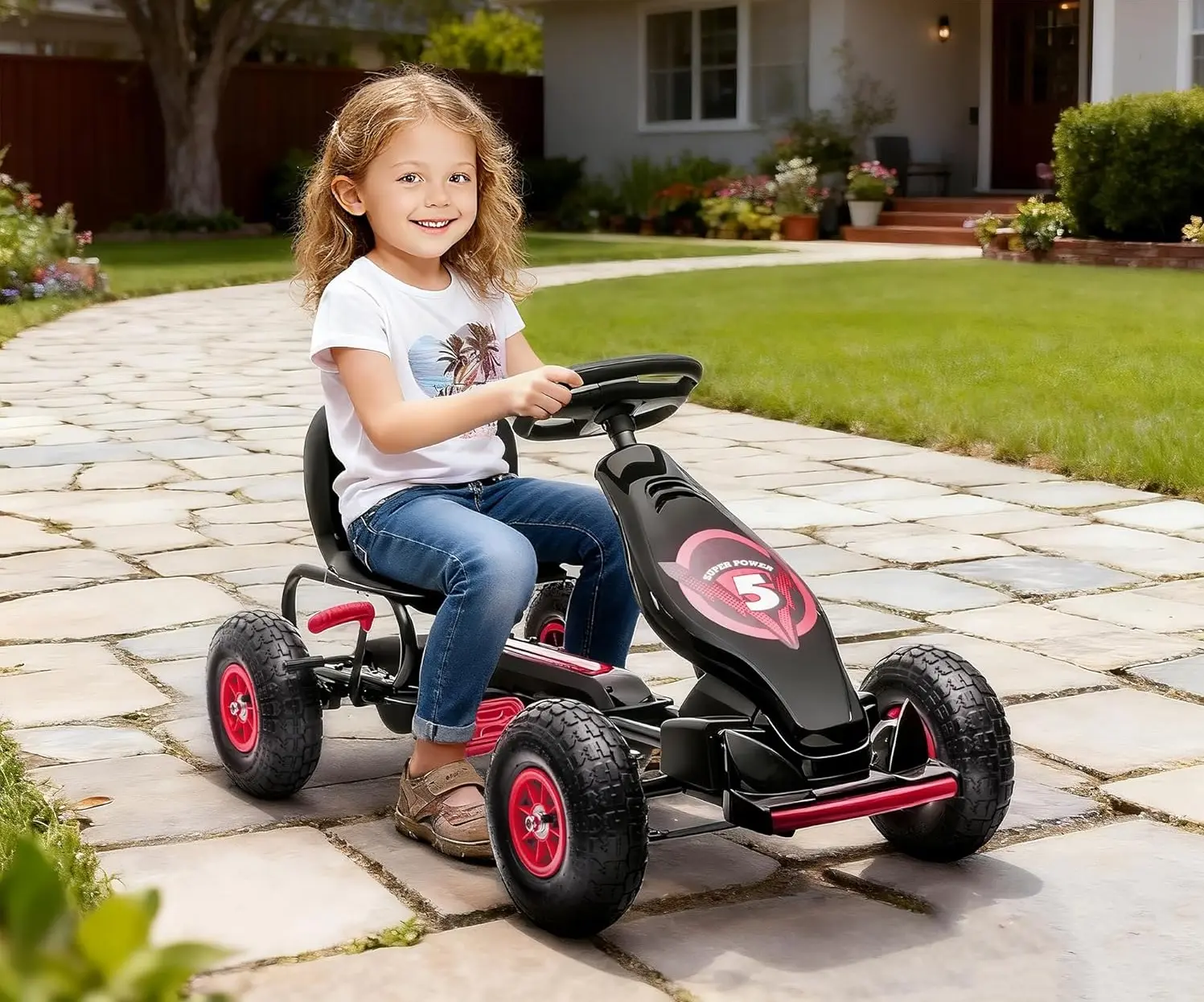 Carting cu pedale Homcom 370-256V00RD (Red/Black) - 7