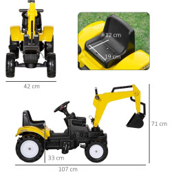 Педальный трактор-экскаватор HomCom 370-193 (Yellow) Thumb