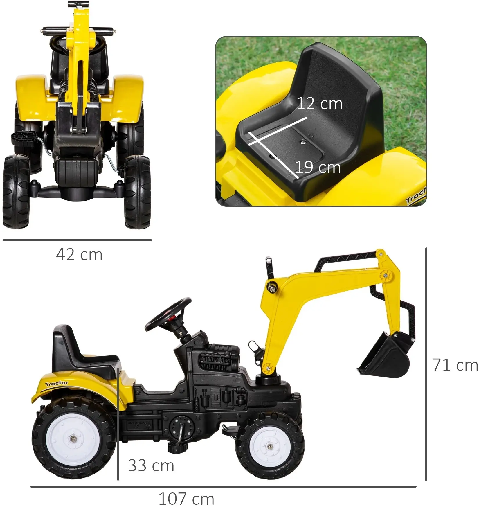 Педальный трактор-экскаватор HomCom 370-193 (Yellow) - 5