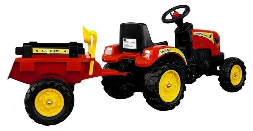Tractor cu pedale si remorca Lean Cars 5228 (Red/Yellow)