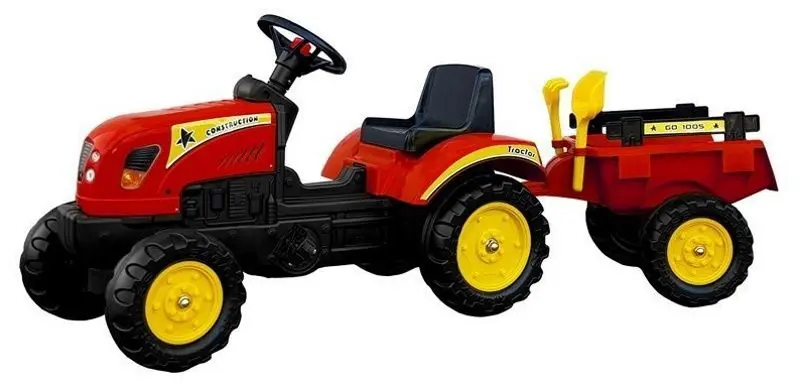 Tractor cu pedale si remorca Lean Cars 5228 (Red/Yellow)
