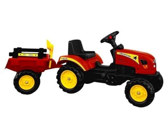 Tractor cu pedale si remorca Lean Cars 5228 (Red/Yellow)