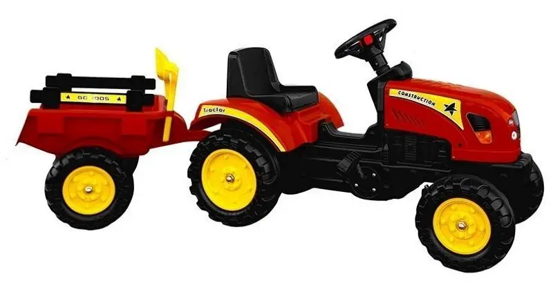Tractor cu pedale si remorca Lean Cars 5228 (Red/Yellow)