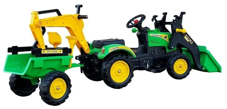 Tractor cu pedale și remocă Lean Toys Benson 5233 (Green)