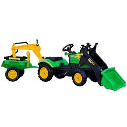 Tractor cu pedale și remocă Lean Toys Benson 5233 (Green)