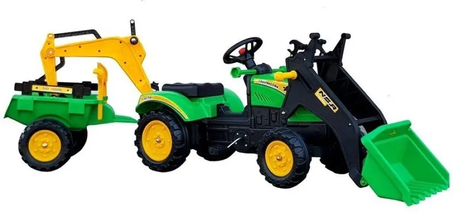 Tractor cu pedale și remocă Lean Toys Benson 5233 (Green)