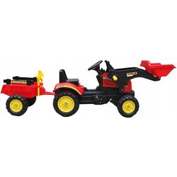 Tractor cu pedale cu remorcă și cupă LeanToys Herman (Red/Black) Thumb