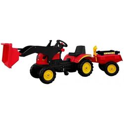Tractor cu pedale cu remorcă și cupă LeanToys Herman (Red/Black) Thumb