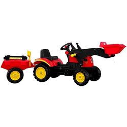 Tractor cu pedale cu remorcă și cupă LeanToys Herman (Red/Black)