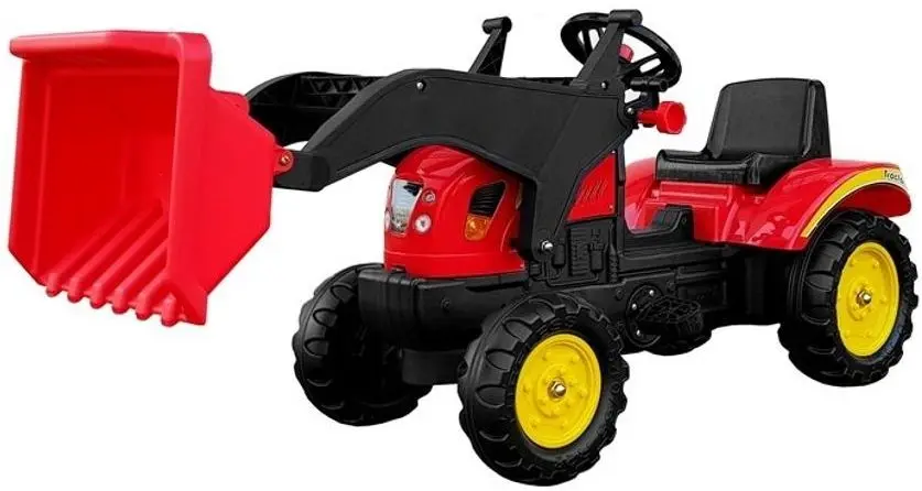 Tractor cu pedale cu remorcă și cupă LeanToys Herman (Red/Black)