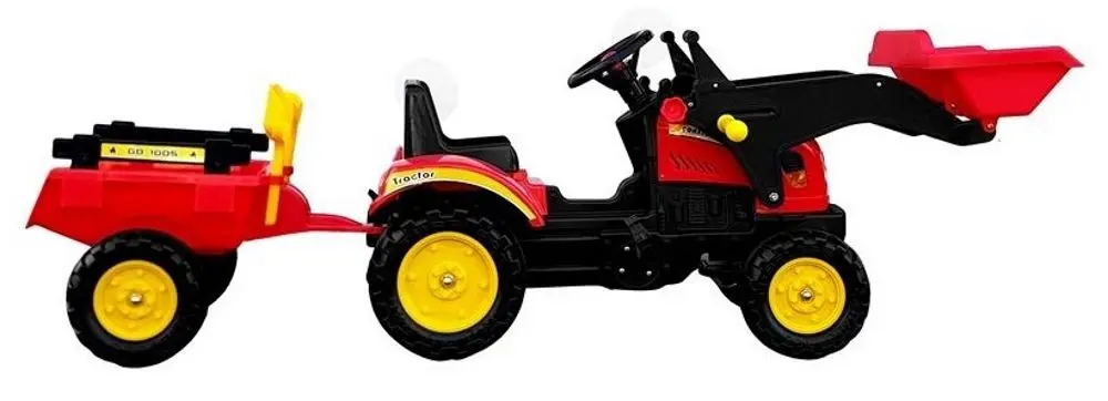 Tractor pedale cu remorca LeanToys 5227 (Red/Black)