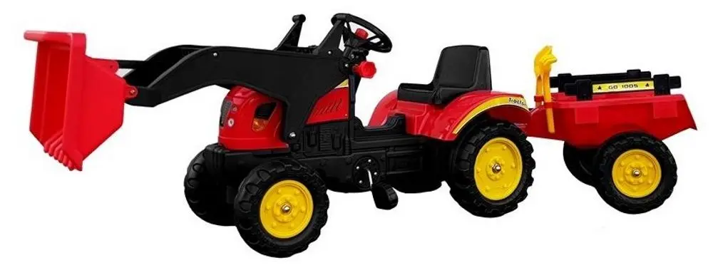Tractor pedale cu remorca LeanToys 5227 (Red/Black)