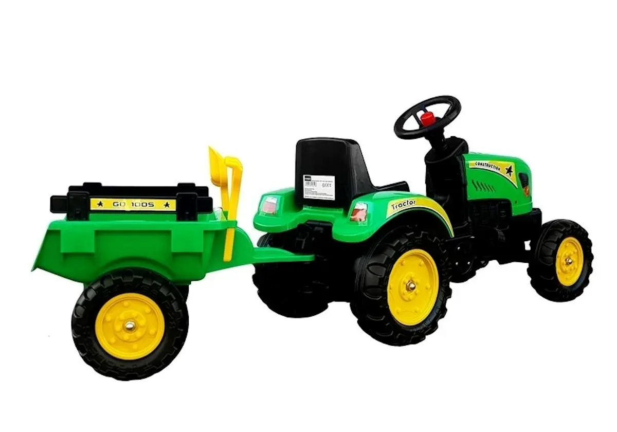 Tractor cu pedale și remocă LeanToys Branson 3827 (Green)