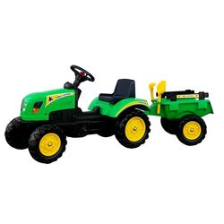 Tractor cu pedale și remocă LeanToys Branson 3827 (Green)