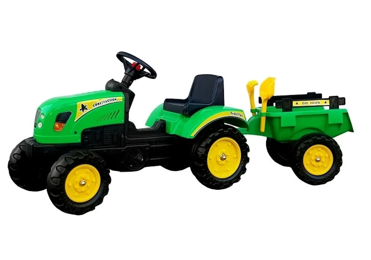 Tractor cu pedale și remocă LeanToys Branson 3827 (Green)