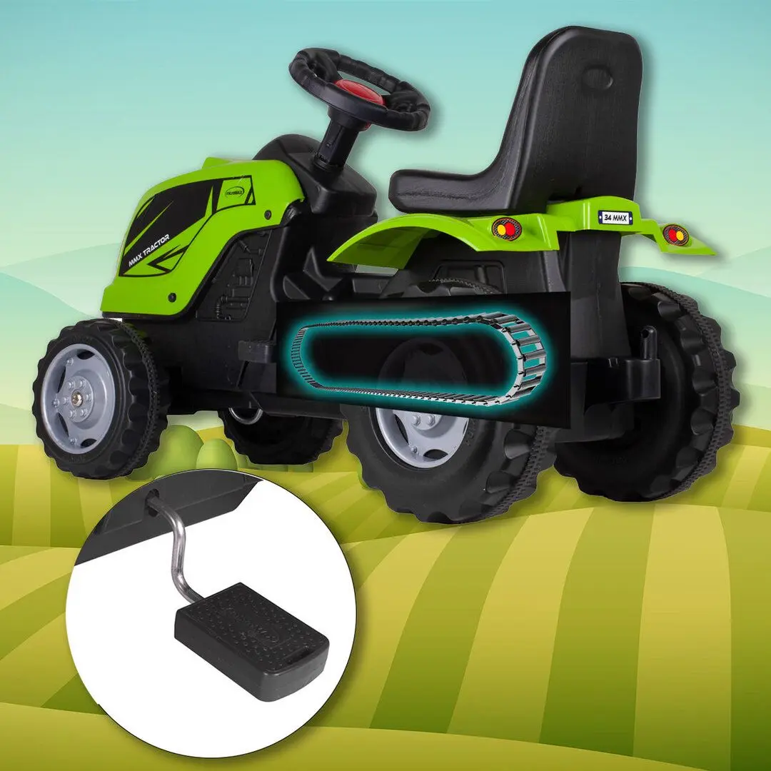 Tractor cu pedale si remorca MalPlay XXL 109639 (Green/Black)