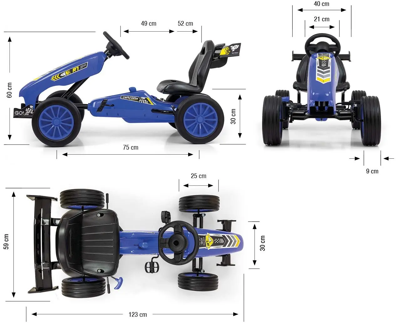 Carting cu pedale Milly Mally Go-Kart Rocket (Navy)